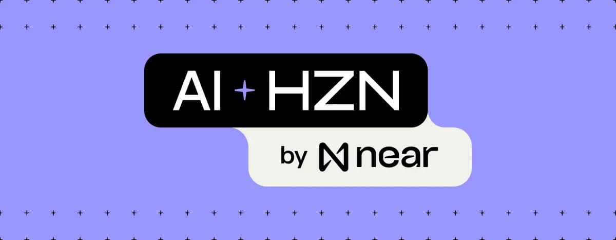 "AI + HZN by near" lockup — black badge on a violet field with the NEAR wordmark beneath