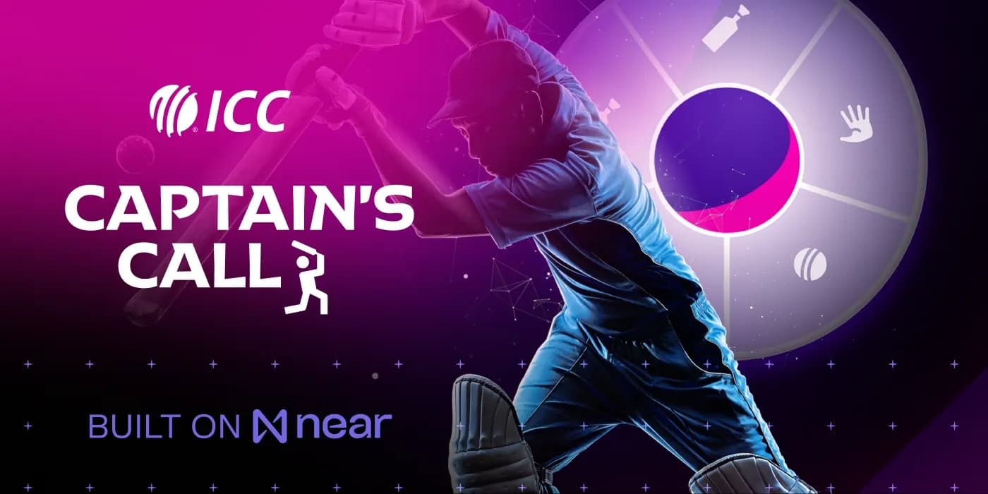 Captain's Call key art: a cricket batter mid-shot, ICC logo above, "Built on near" below